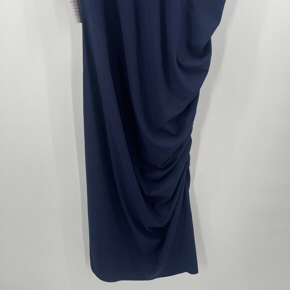 ELOQUII Dress Size 20 Navy NWT Midi Stretch Sleeveless Ruched Bodycon Plus Curvy - Picture 9 of 15